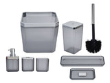7Pcs/Set Plastic Bathroom Accessory Grey Toothbrush Holder Soap Tray Kit for Home Hotel V1294-YM0523-3117210196311