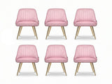 Artiss Dining Chairs Set of 6 Velvet Channel Tufted Pink UPHO-D-DIN203C-VEL-PKX6