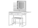 Levede Dressing Table LED Makeup Mirror Stool Set Vanity Desk Fold-up Panel VM1032-WH-AU