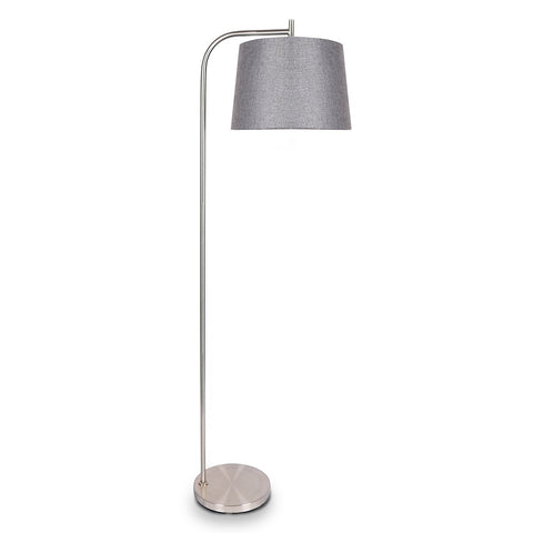 Sarantino Metal Task Floor Lamp Nickel Finish with Grey Fabric Shade LMP-MLM-618