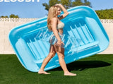 180x118CM Blue Transparent Inflatable Suntan Tub & Floating Pool Lounger with Dual Integrated Cup V888-ELOSUNG45719