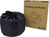 Cookware 9-piece for camping, outdoor, hiking, picnic, BBQ, foldable camping pans safe and BPA V1188-NK-BOL-73