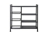 Artiss 4-Tier Kitchen Rack Microwave Bakers Storage Shelf with 3 Baskets Wheels XFEL-KR-MEL-4S-80-GR