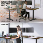 FORTIA 173W x 173W x 75D 3-Motor 120kg Load Adjustable Electric Sit to Stand Up Corner Desk V219-ADKCORFOWLBKC3A