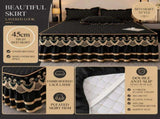 Green and Gold European Soft Brushed Quilted Bed Skirt 2 Pillowcases Set - Breathable Padded 180 x V888-ELOSUNG55063