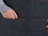 Denim Bib Apron Leather Strap Baker Bartender BBQ Chef Work Cook Uniform A V1294-YM0722-JY01877-02