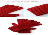 Red Unisex Touchscreen Ribbed Warm Cycling Windproof Knitted Five-finger Gloves V888-ELOSUNG32681