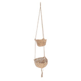 2 Tier Woven Hanging Basket Hemp Rope Hanging Fruit Basket Flower Plants Wall Basket Decor Multi V1294-YM0901-3111250052911