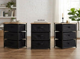 CARLA HOME 3 Drawer Fabric Storage Dresser - Steel Frame - Black - Storage Rack - Rustic V178-36405