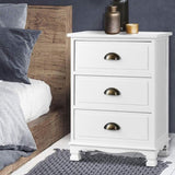 Artiss 2x Bedside Table 3 Drawers Vintage - THYME White ST-CAB-B-3D-WHX2