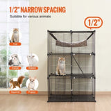 Large 3-tier Cat Cage, 28 x 28 x 41", DIY Detachable Metal Wire Durable Cat Enclosure, with Large V952-PJSMBSL28W281ORKFV0
