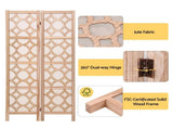Artiss 4 Panel Room Divider Folding Privacy Screen Wooden Partition Geometric Freestanding Separator RD-B-1759-4P-NT