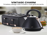 Pronti Rose Trim Collection Toaster & Kettle Bundle - Black KTL-TSR-COM-BK