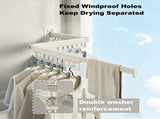 Wall-Mounted Folding Drying Rack with Windproof Holes & Retractable Rod for Balcony, Bathroom & V1107-CS-MDKZDLYJH
