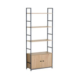 CARLA HOME Bookcase with Cabinet - 4 - Shelf Storage - Oak - Brown - Storage Cabinet V178-36416