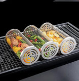 2 Pack Stainless Steel Rolling Grill Baskets with Hooks Forks for Vegetables, Seafood, Camping V1189-LC-HW-00496