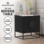 Sarantino Silvia Bedside Table with 2 Drawers and Black Handles CBT-91S-0TZ-BLK