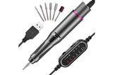 Electric Manicure Tools Kit File Machine Cordless Nail Drill Trimmer Nail Grind Trim Polish-Gray V1263-JX-7476-1