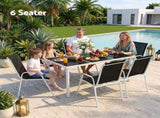 Gardeon 7 Piece Outdoor Dining Set Steel Textilene Patio Furniture Table and Chairs Black FF-DINING-7TEX-BK-AB