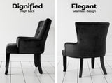 2x Artiss Dining Chairs Velvet French Provincial Armchair Black UPHO-D-DIN116-VEL-BKX2