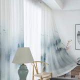 Green Window Curtains Pack of 2, Contemporary Minimalist Lands of Wild Forest and Misty Mountain V1192-AZ-W-16444