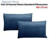 Alastairs Augusta Navy Pair of Flannel Fleece Standard Pillowcases V442-MFL-PILLOWC-AUGUSTA-NAVY-ST