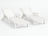 Gardeon 2PCS Sun Lounge Lounger Beach Chair HDPE Patio Outdoor Furniture with Wheels White FF-LOUNGE-HE-WH-X2
