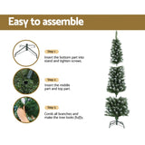 Jingle Jollys Christmas Tree 1.8m Xmas Tree Decorations Snowy 300 Tips XM-TR-SLIM-6F-SNOW
