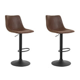 Artiss 2x Bar Stools Vintage Leather Swivel Gas Lift Brown BA-K-0224-BRX2