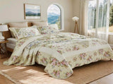 100% Cotton Ivory Cottage Rose Coverlet Bedspread Set V745-MMPAC06498Q13U
