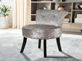 Grey Round Vanity Stool with Padded Seat and Backrest V767-XJJ379-SR-V1