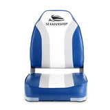 Seamanship 2X Folding Boat Seats Marine Seat Swivel High Back 12cm Padding Blue BS-86211-WB