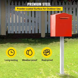 Mailbox Post, 43" High Mailbox Stand, White Powder-Coated Mail Box Post Kit, Q235 Steel Post Stand V952-YXZZCJYCGJS4346PNV0
