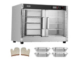 Hot Box Food Warmer, 4-Tier Concession Warmer with Water Tray, 4 Pans, Glass Double-door and V952-XXSPBWJ4CTMMFFLR5V3
