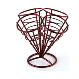 Dark Red Metal French Fry Cone Stand Holder for Snacks and Appetizers, and Reusable for Home Use V1192-AZ-W-34240