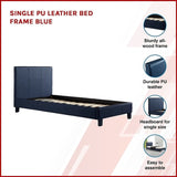 Single PU Leather Bed Frame Blue V63-761185