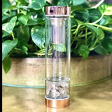 Rose Gold Crystal Bottle with Gemstone Base and Tea Infuser V573-CWBGBRQ