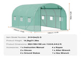 Walk-in Tunnel Greenhouse 9.58x6.43x6.23ft Galvanized Frame PE Cover Green V952-SDXWS10X7X7FP2NGIV0