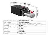 12 L Hydraulic Power Unit, Double Acting Dump Trailer Pump, 22 MPa Max Relief Pressure & 3.4 L/min V952-12VSZYFXJSYXGNVP0001V9