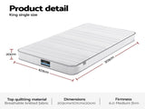 Giselle King Single Mattress 20cm with Reinforced Edge Support Egg-Crate Foam MATTRESS-D-PLAIN-20-KS