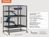 64.6" Metal Small Animal Cage 4-Tier Rolling Ferret Cage with Tray 3 Ramps V952-JSXDL362463IRPIZQV0