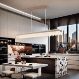 BAMDECOR A188 Nordic Dual Linear Dimmable Acrylic Kitchen Dining Table Pendant Light Minimalist V255-BAM-A188-COFFEE-1.2M