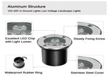 3pcs Low Voltage In-ground LED Well Light Landscape Light 3W 12V 24V Waterproof IP67 Pathway V1366-AZ2-W-03975