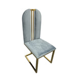 2X Dining Chair Stainless Gold Frame & Seat Blue Fabric V43-DC-FNC