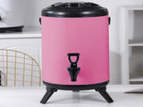 SOGA 10L Stainless Steel Insulated Milk Tea Barrel Hot and Cold Beverage Dispenser Container with VICDISPENSER10LPNK