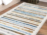 Marlow Floor Rug Short Pile Washable Carpet Soft Plush Non Slip Stripe 200x290 FR2039-200X290