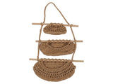 Hanging Fruit Basket 3 Tier Wall Mounted Handcraft Hemp Rope Wood 3 Tier Hanging Wall Basket for V1294-YM0717-3115220087211
