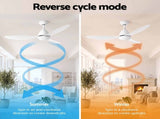 Devanti 48" Ceiling Fan with LED Light Remote Control DC Motor White CF-C-48-3B-HSG-WH
