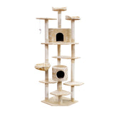 i.Pet Cat Tree 203cm Tower Scratching Post Scratcher Condo Trees House Bed Beige PET-CAT-PCTOP-BE