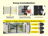 Double Folding Security Gate, Lockable Scissor Gate with 360 degree Swivel Casters, Outdoor V952-GZSZDAQM63395RNRL001V0